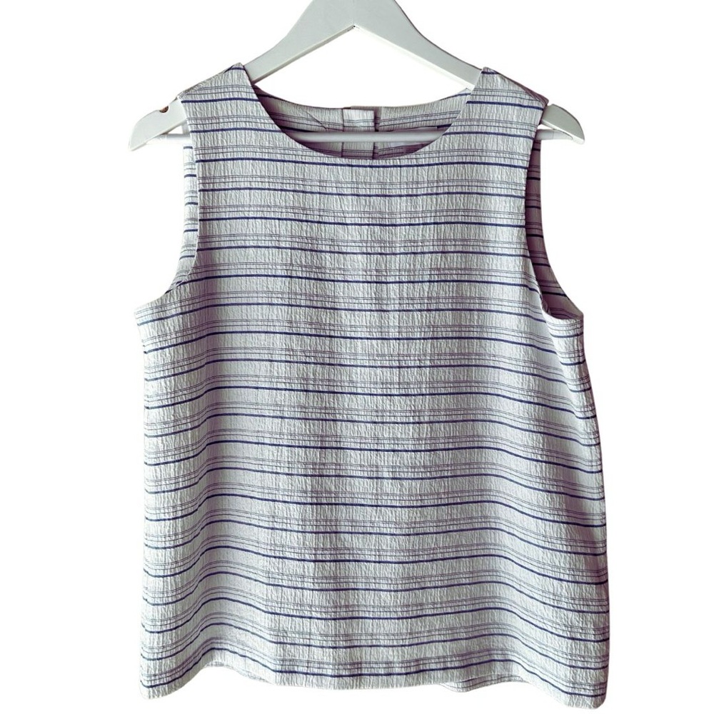 Calvin Klein White and Blue Boxy Tank Top